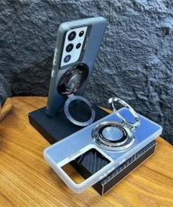 Alternative view of Luxury Premium Magnetic Bracket Matte Wireless Charging Case Cover For Samsung Galaxy S22 Ultra/S23 Ultra