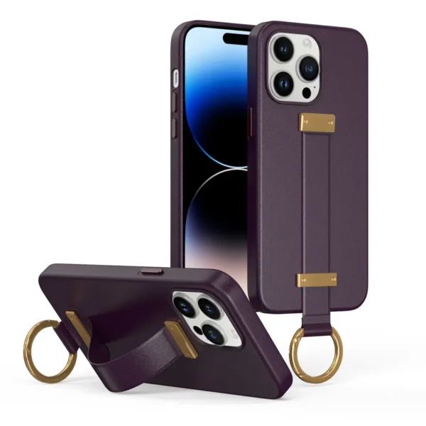 New Ring Design Bracket Wrist Brace Silicone Leather Case Cover for IPhone Series - Image 3