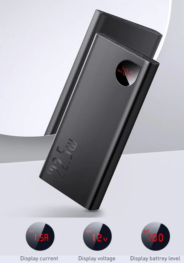Baseus 22.5W Power Bank 20000mAh Portable Fast Charging Powerbank Type C PD Quick Charge Poverbank - Image 3
