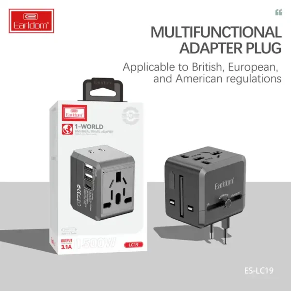 Earldom USB International With Type C to USB 3.1 Universal Travel Adapter - Image 6