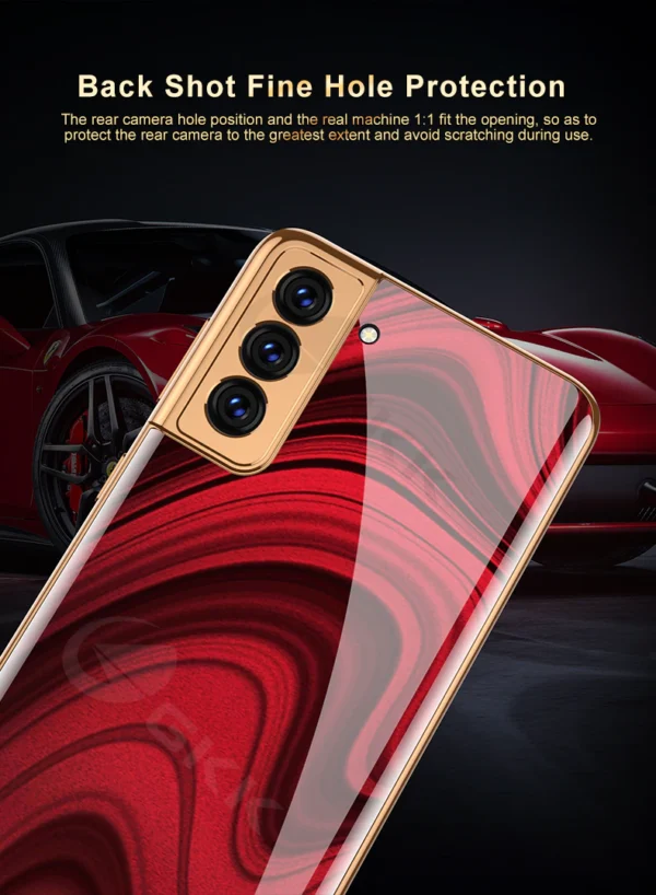 Luxury Gold Plated Marble Tempered Glass Case for Samsung Galaxy S21 Plus - Image 13
