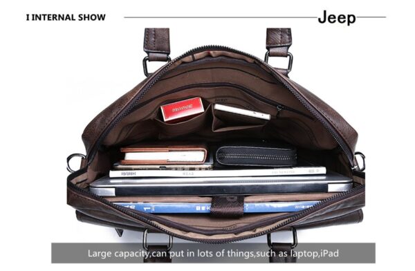 JEEP BULUO Brand Business Briefcase Split Leather High Quality Laptop Bag - Image 8