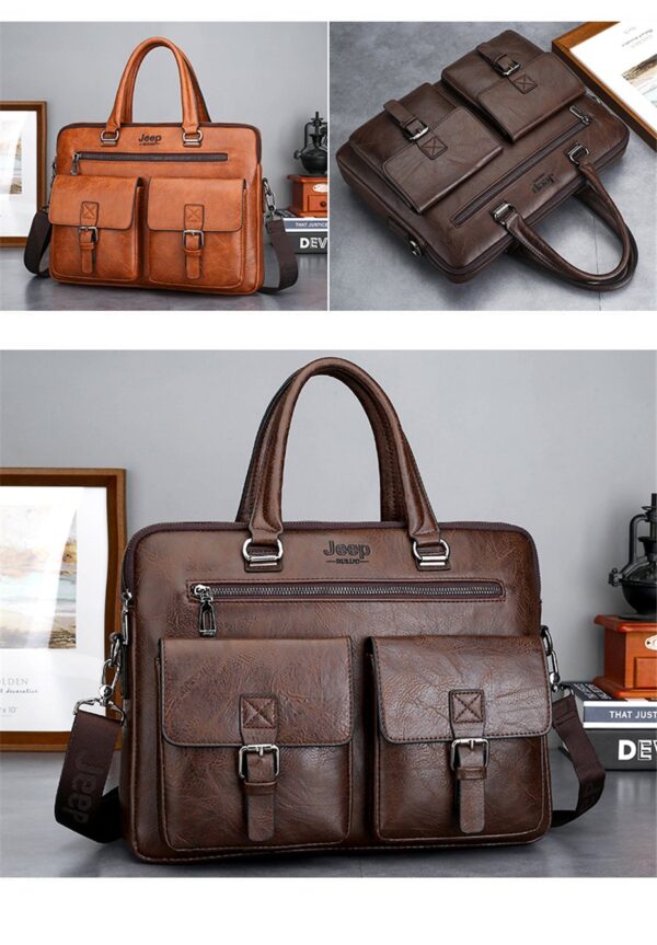 JEEP BULUO Briefcase Bags For Men Business Fashion Office Work Handbag - Image 21