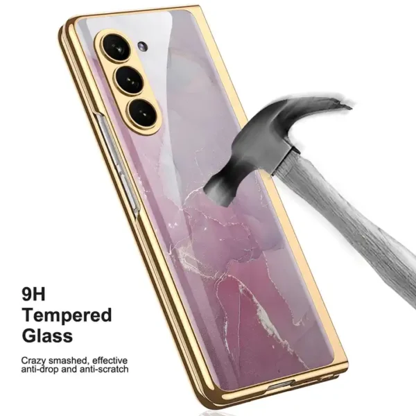 Luxury Premium Electroplated Marble Case Cover For Samsung Galaxy Z Fold 5 5G - Image 9