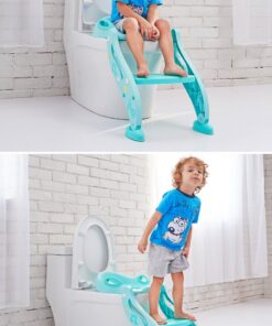 Folding Baby Potty Infant Kids Toilet Training Seat with 2 Adjustable Levels Ladder
