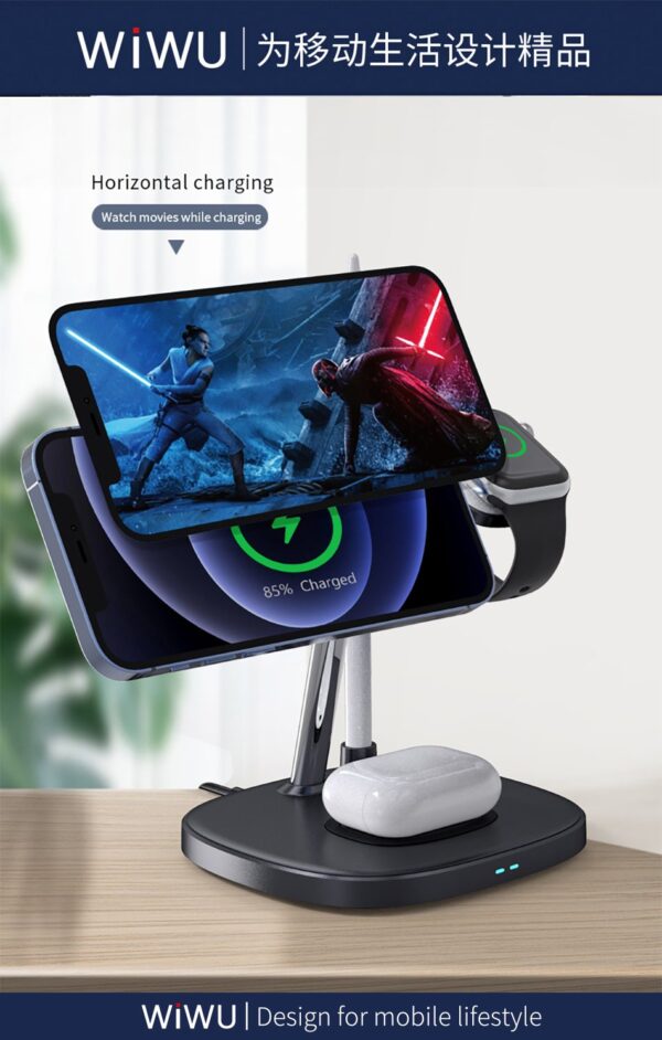 WiWU Smart 4 in 1 Wireless Magnetic Adjustable 15W Wireless Fast Charger for iPhones - Image 9