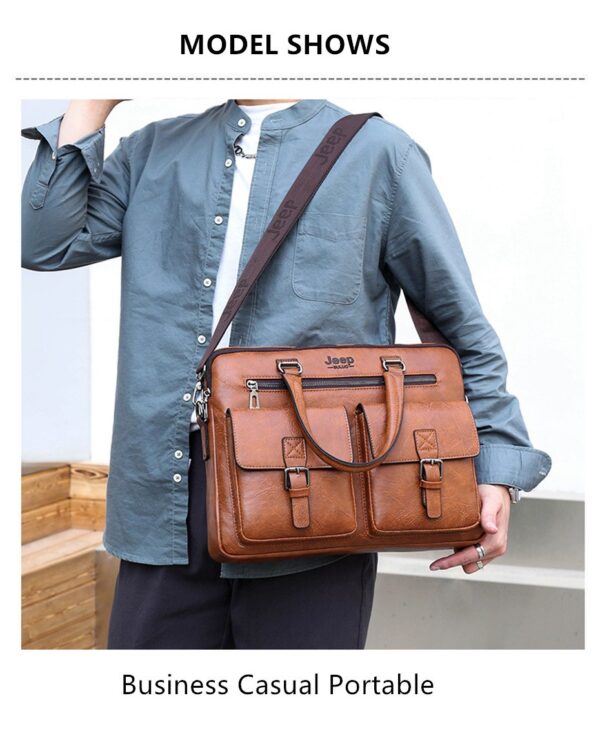 JEEP BULUO Briefcase Bags For Men Business Fashion Office Work Handbag - Image 29