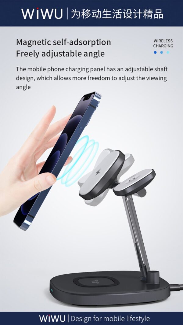 WiWU Smart 4 in 1 Wireless Magnetic Adjustable 15W Wireless Fast Charger for iPhones - Image 14