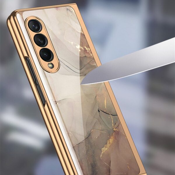 Luxury Premium Electroplated Marble Case Cover For Samsung Galaxy Z Fold 4 - Image 4