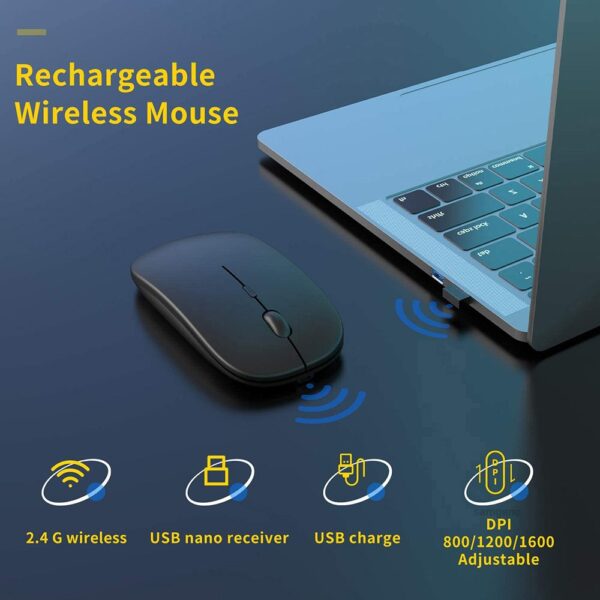 Luxury Premium Wireless Bluetooth Rechargeable Slim Mini Noiseless Cordless Mouse - Image 7