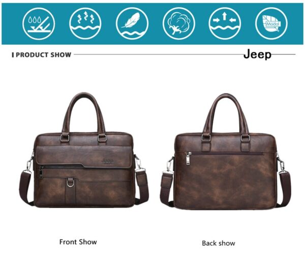 JEEP BULUO Brand Business Briefcase Split Leather High Quality Laptop Bag - Image 12