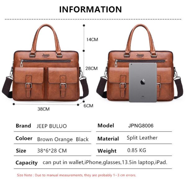 JEEP BULUO Briefcase Bags For Men Business Fashion Office Work Handbag - Image 12