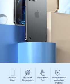 Luxury Premium Metallic Matte Transparent Shockproof Case Cover and 3D Glass Protector for iPhone 14 Pro Max