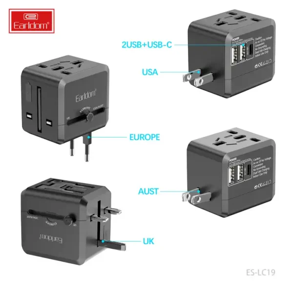 Earldom USB International With Type C to USB 3.1 Universal Travel Adapter - Image 9