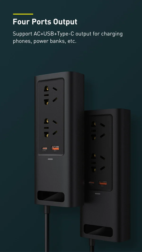 Baseus Power Inverter DC 12V to AC 220V 150W Dual Port Fast Charging Car Power Station - Image 2