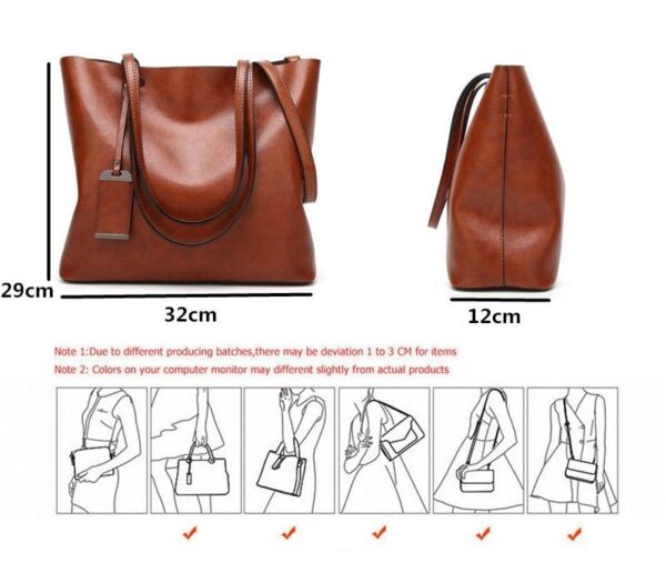 Waxing Leather bucket Double strap Pu Leather shoulder Women Handbag - Image 16
