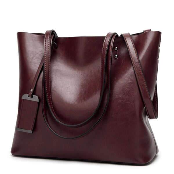 Waxing Leather bucket Double strap Pu Leather shoulder Women Handbag - Image 18