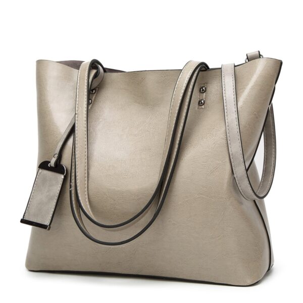 Waxing Leather bucket Double strap Pu Leather shoulder Women Handbag - Image 17