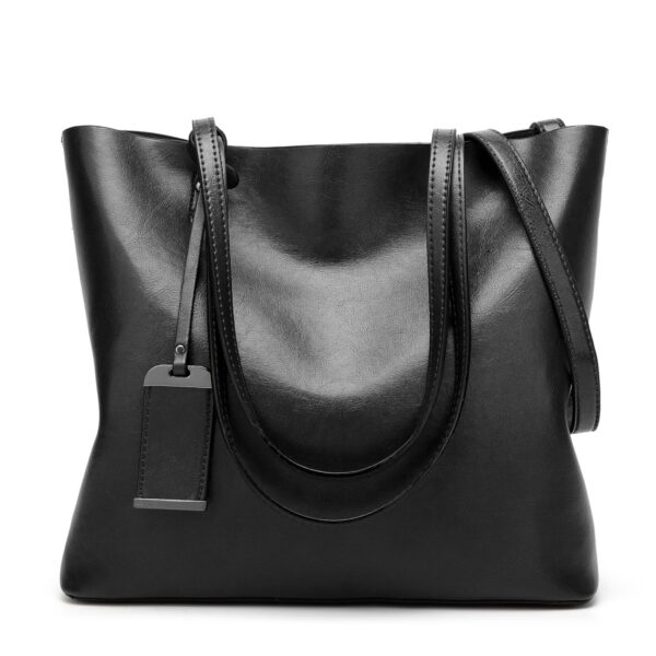 Waxing Leather bucket Double strap Pu Leather shoulder Women Handbag - Image 6