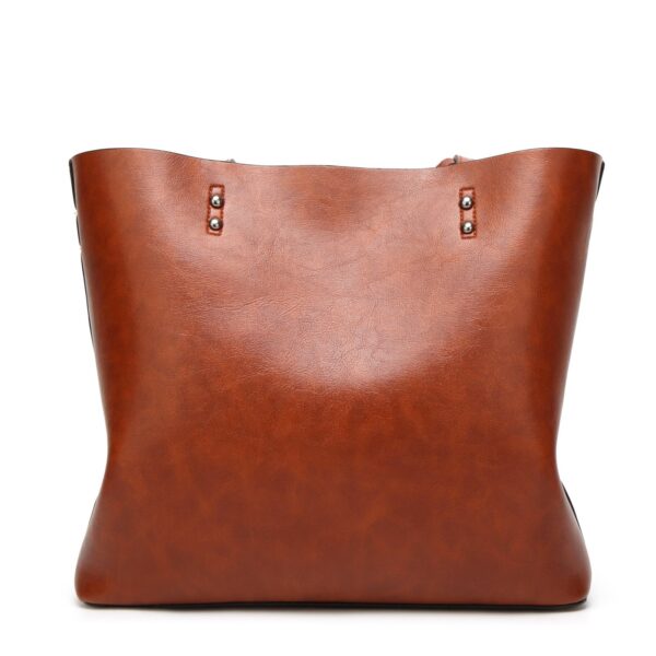 Waxing Leather bucket Double strap Pu Leather shoulder Women Handbag - Image 8