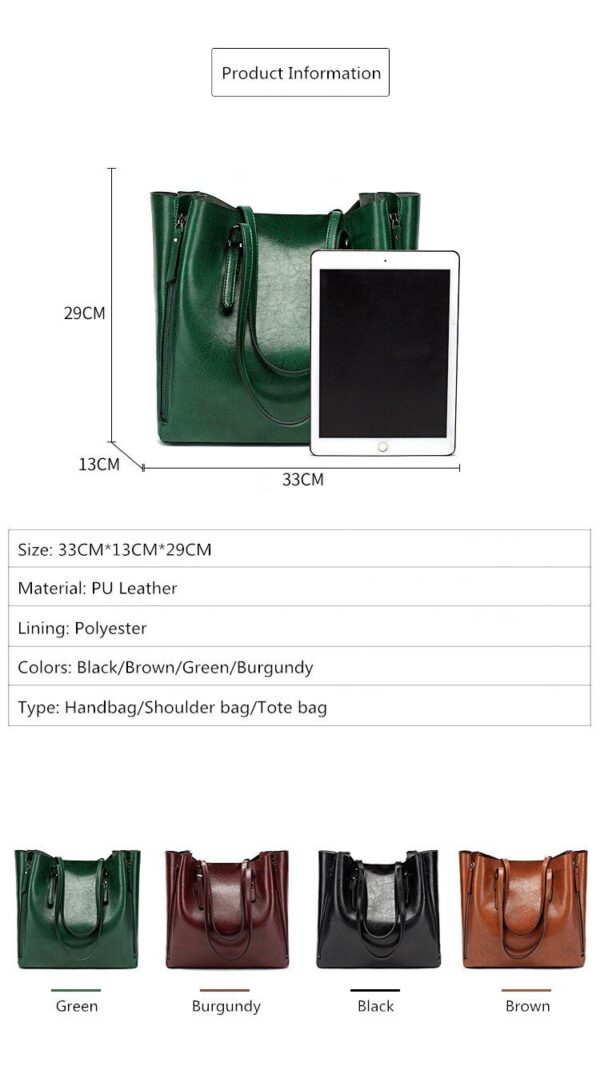 Vintage PU Leather Women's Handbag Messenger Shoulder - Image 9