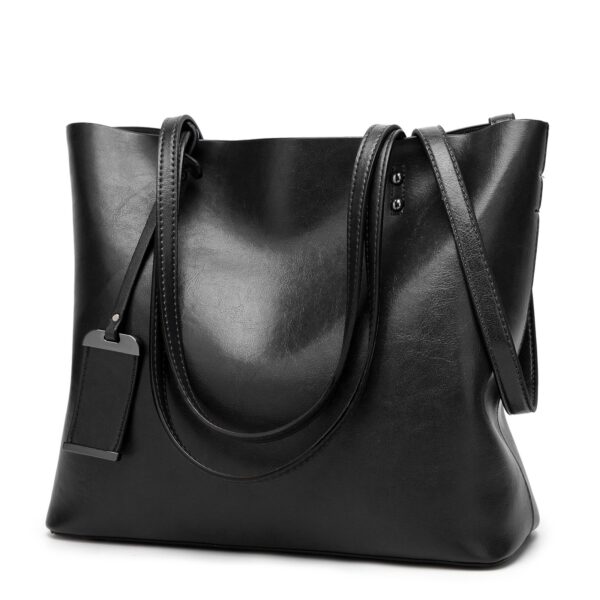 Waxing Leather bucket Double strap Pu Leather shoulder Women Handbag - Image 14