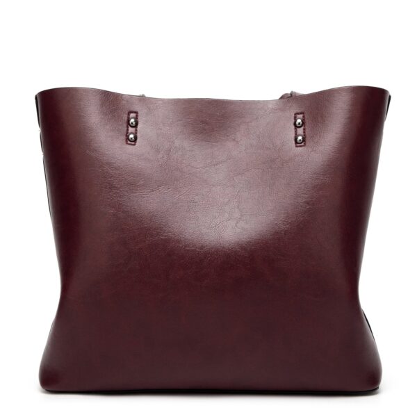 Waxing Leather bucket Double strap Pu Leather shoulder Women Handbag - Image 15