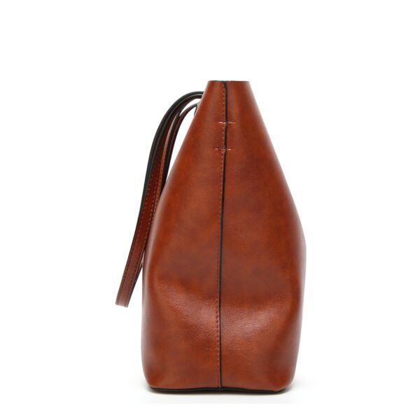 Waxing Leather bucket Double strap Pu Leather shoulder Women Handbag - Image 7