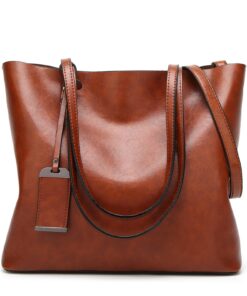 Waxing Leather bucket Double strap Pu Leather shoulder Women Handbag