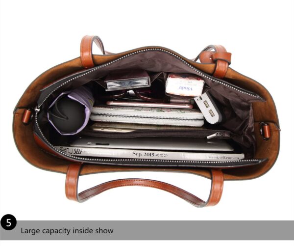 Waxing Leather bucket Double strap Pu Leather shoulder Women Handbag - Image 12