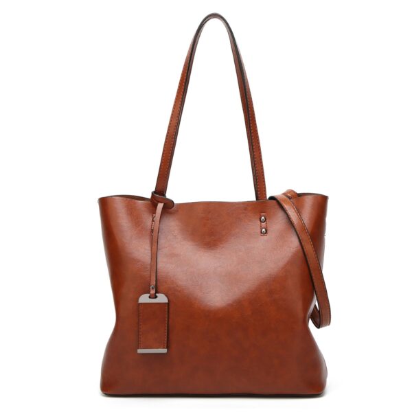 Waxing Leather bucket Double strap Pu Leather shoulder Women Handbag - Image 13