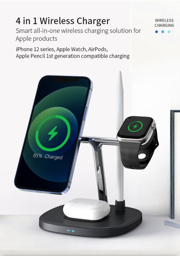 WiWU Smart 4 in 1 Wireless Magnetic Adjustable 15W Wireless Fast Charger for iPhones - Image 19