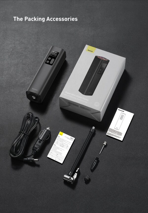 Baseus Mini Car Air Compressor 12V 150PSI Car Tire Inflator Smart Digital Inflatable Pump - Image 9