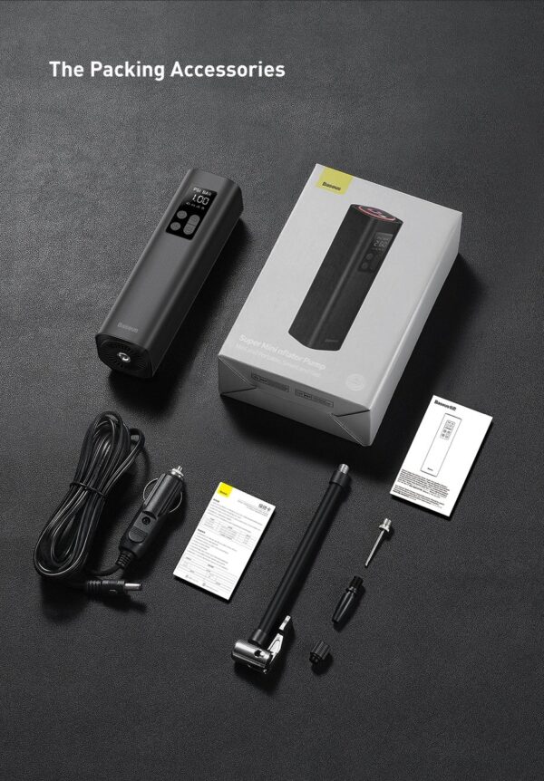 Baseus Mini Car Air Compressor 12V 150PSI Portable Car Tire Inflator Smart Digital Inflatable Pump - Image 9