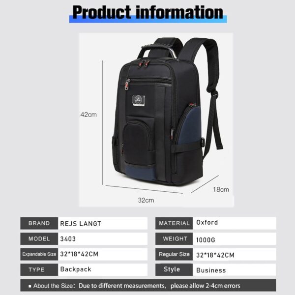 Luxury REJS Anti Theft Backpacks with Charging Waterproof Travel Business Bag - Image 6