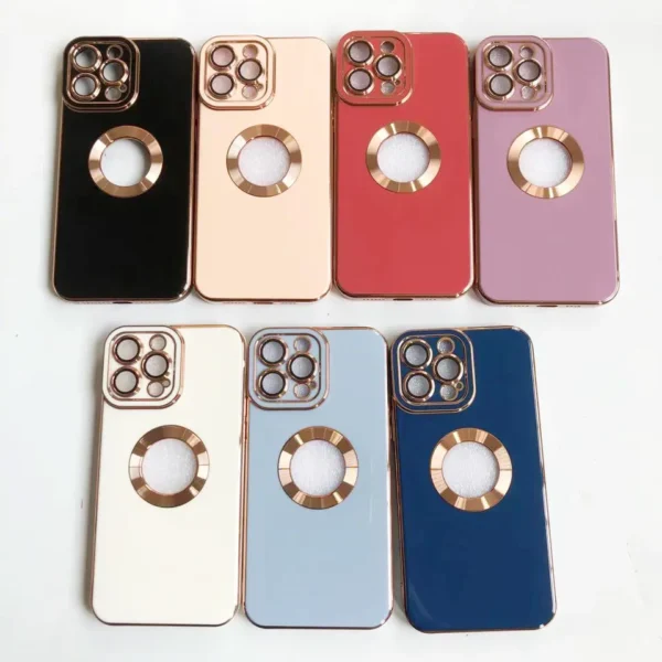 Luxury Soft Electroplated Phone Mini Hollow Out Silicone Case Cover and 3D Glass Protector For iPhone series - Image 17