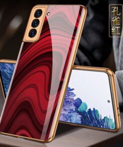 Alternative view of Luxury Gold Plated Marble Tempered Glass Case for Samsung Galaxy S21 Plus