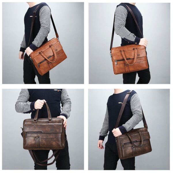 JEEP BULUO Brand Business Briefcase Split Leather High Quality Laptop Bag - Image 4