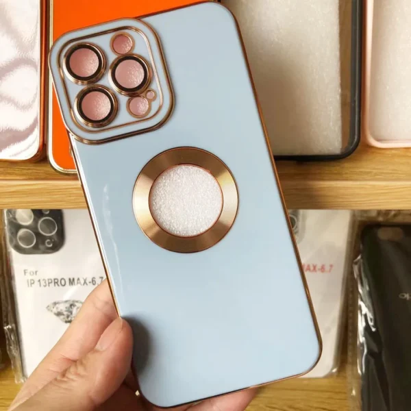 Luxury Soft Electroplated Phone Mini Hollow Out Silicone Case Cover and 3D Glass Protector For iPhone series - Image 18