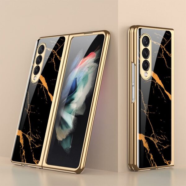 Luxury Premium Electroplated Marble Case Cover For Samsung Galaxy Z Fold 4 - Image 7