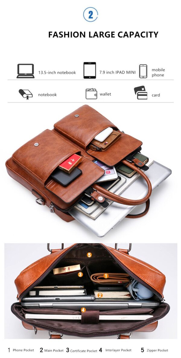 JEEP BULUO Briefcase Bags For Men Business Fashion Office Work Handbag - Image 6