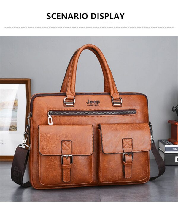 JEEP BULUO Briefcase Bags For Men Business Fashion Office Work Handbag - Image 4