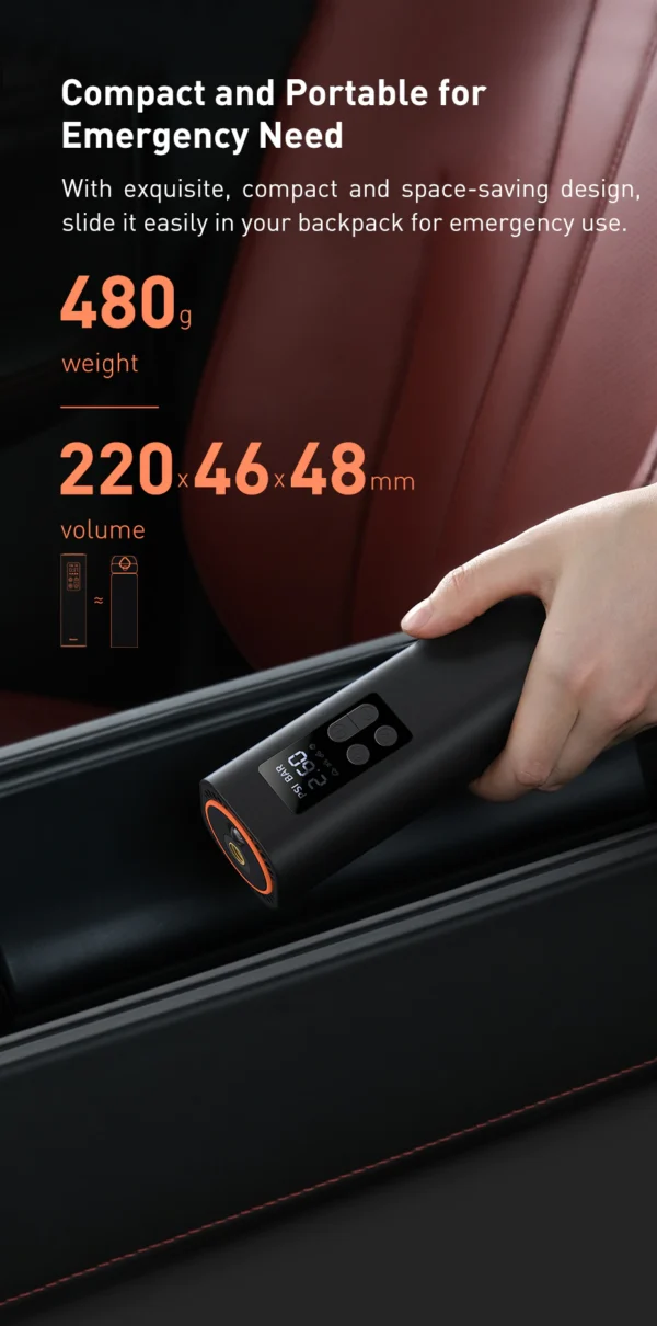 Baseus Mini Car Air Compressor 12V 150PSI Portable Car Tire Inflator Smart Digital Inflatable Pump - Image 7