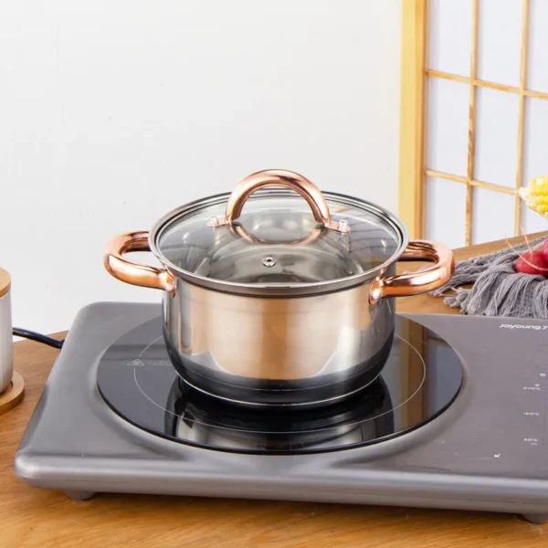 12 PCS Kitchenware Set Stainless Steel  Cooking Pots And Pans Pot Set With Glass Lid - Image 14