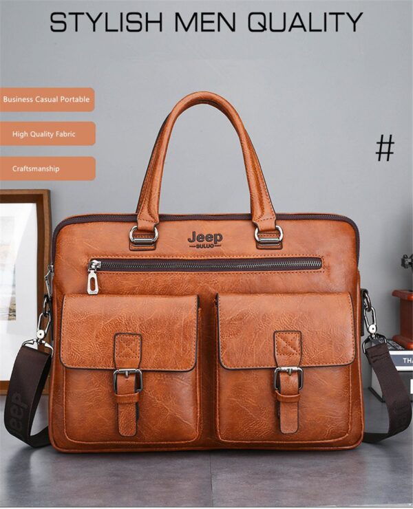JEEP BULUO Briefcase Bags For Men Business Fashion Office Work Handbag - Image 3