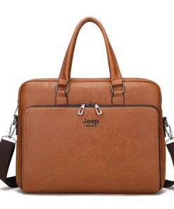 JEEP BULUO Waterproof Retro PU Leather Business Laptop Bag