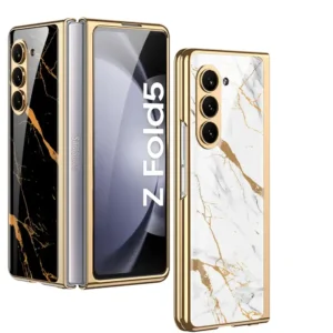 Luxury Premium Electroplated Marble Case Cover For Samsung Galaxy Z Fold 5 5G