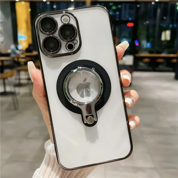 Luxury Premium Fashion Gradient electroplated Kickstand Clear case Cover For iPhone 15 Pro Max - Image 2
