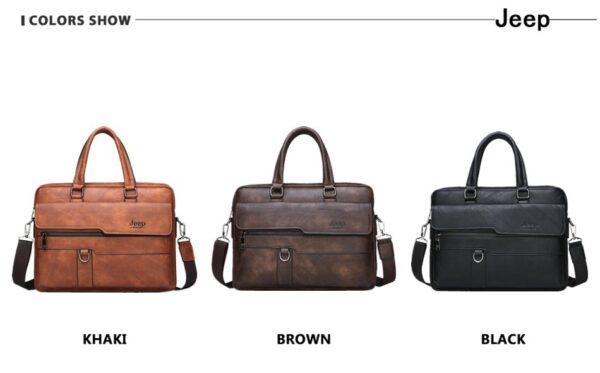 JEEP BULUO Brand Business Briefcase Split Leather High Quality Laptop Bag