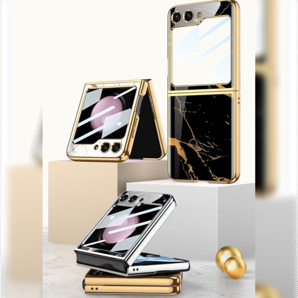 Samsung Galaxy Z Flip 5 5G Shockproof Plating marble Cover - Image 7